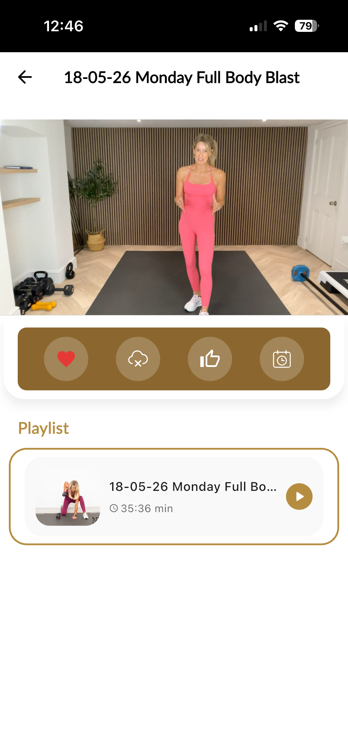 Nicky's Bootcamp app — class detail
